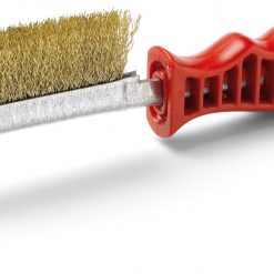 Tom Special hajlított drótkefe, rezezett hullámos acéldrót, műanyag nyél